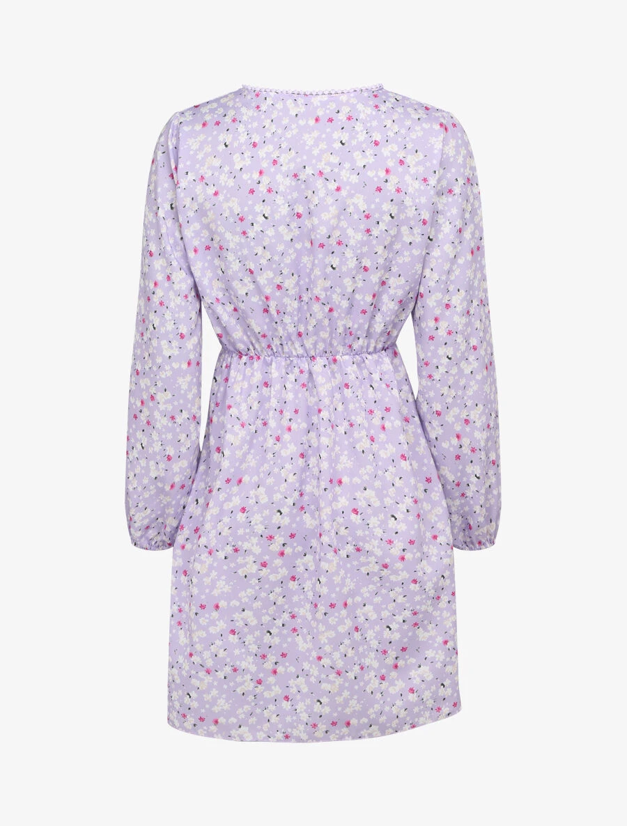 Robe Imprimé Fleurs De Cerisier à Détail Crochet - Lilas 4 Robe Imprimé Fleurs De Cerisier à Détail Crochet - Lilas – Image 2