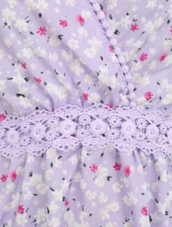 Robe Imprimé Fleurs De Cerisier à Détail Crochet - Lilas 7 Robe Imprimé Fleurs De Cerisier à Détail Crochet - Lilas -DADA Vetements Magasin MAX 1229 3