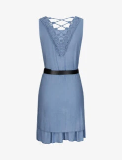 Robe Courte Droite à Dos En Crochet - Bleu -DADA Vetements Magasin MAX 1372 2