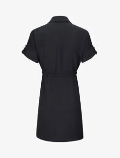 Robe Chemise Courte Oversize Unie à Manches Courtes - Noir 7 Robe Chemise Courte Oversize Unie à Manches Courtes - Noir -DADA Vetements Magasin MAX 1404 2