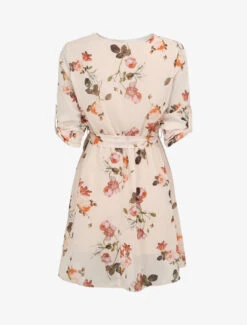 Robe Imprimé Roses Sauvages à Col Cache-coeur - Beige -DADA Vetements Magasin MAX 141 2