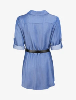 Robe Chemise Droite Unie - Bleu Denim -DADA Vetements Magasin MAX 1861 2