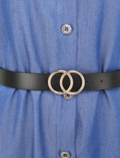 Robe Chemise Droite Unie - Bleu Denim -DADA Vetements Magasin MAX 1861 3