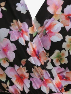 Robe En Voile à Imprimé Fleurs D'été - Noir -DADA Vetements Magasin MAX 2240 3