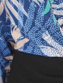 Robe Fourreau à Col Cache-coeur Imprimé Feuillage - Bleu -DADA Vetements Magasin MAX 2887 3