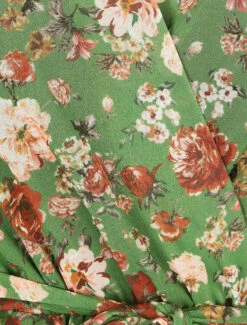 Robe Cache-coeur à Manches Transparentes Imprimé Fleuri - Vert -DADA Vetements Magasin MAX 3130 3