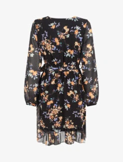 Robe à Volants Imprimé Bouquet Automnal - Noir -DADA Vetements Magasin MAX 3131 2