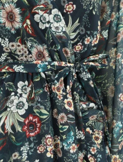 Robe à Volants Imprimé Fleurs Baroques - Bleu Foncé -DADA Vetements Magasin MAX 3135 3