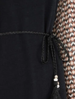 Robe Coupe Droite à Manches Imprimé Mosaïque - Marron -DADA Vetements Magasin MAX 3327 3