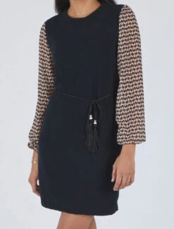 Robe Coupe Droite à Manches Imprimé Mosaïque - Marron -DADA Vetements Magasin MAX 3327 8