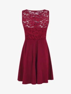 Robe Patineuse à Buste En Dentelle - Bordeaux 7 Robe Patineuse à Buste En Dentelle - Bordeaux -DADA Vetements Magasin MAX 3577 2