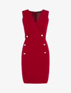 Robe Unie Sans Manches à Boutons - Framboise -DADA Vetements Magasin MAX 3607 1