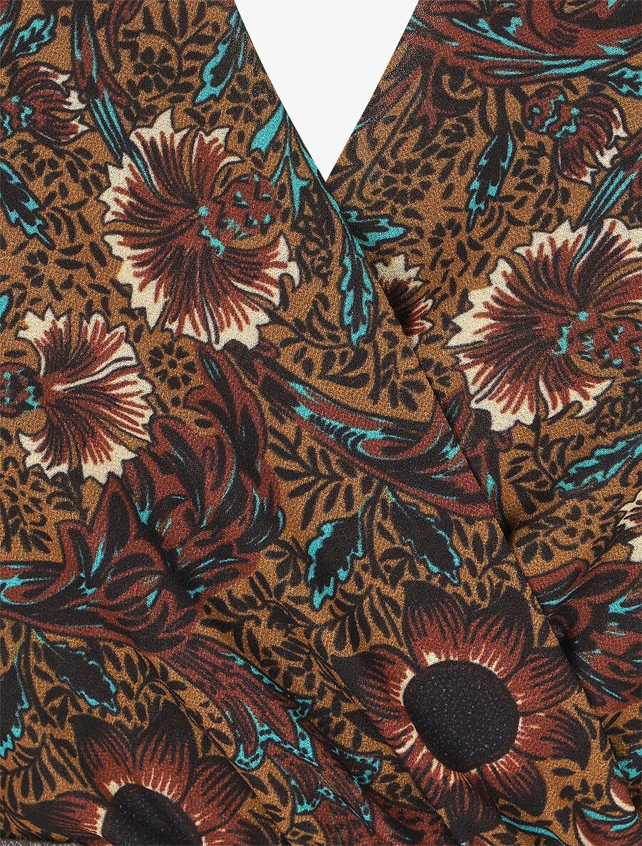 Robe Longue Empire Imprimé Fleurs Baroques - Noir 5 Robe Longue Empire Imprimé Fleurs Baroques - Noir – Image 3