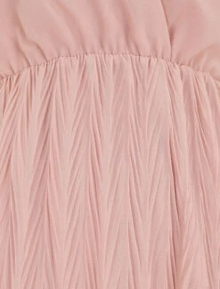 Robe Longue Unie Plissée Col Cache-coeur - Rose -DADA Vetements Magasin MAX 4650 3