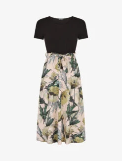 Robe-bi Matière Imprmé Fleuri - Vert