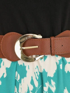 Robe Longue Sans Manches Imprimé Fleurs - Turquoise -DADA Vetements Magasin MAX 4948 3