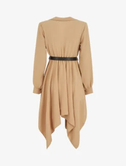 Robe Longue Asymétrique Unie - Camel -DADA Vetements Magasin MAX 4967 2