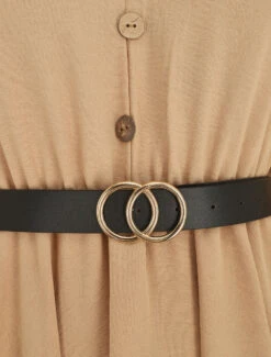 Robe Longue Asymétrique Unie - Camel -DADA Vetements Magasin MAX 4967 3