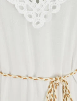 Robe Longue Bohème Sans Manches Col En Crochet - Blanc -DADA Vetements Magasin MAX 5065 3