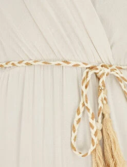 Robe Longue Unie à Col Cache-coeur - Écru -DADA Vetements Magasin MAX 5080 3