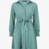 Robe Chemise Unie à Taille élastiquée - Vert D'eau -DADA Vetements Magasin MAX 5153 1