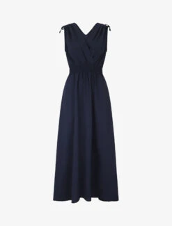 Robe Longue Coupe Empire à Taille élastiquée - Marine