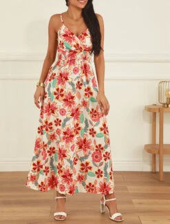 Robe Longue Imprimé Fleurs Des îles - Crème -DADA Vetements Magasin MAX 5188 8