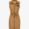 Robe Mi-longue En Simili - Camel -DADA Vetements Magasin MAX 5273 1