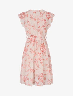 Robe à Imprimé Fleuri Et Manches Courtes Volantées - Beige -DADA Vetements Magasin MAX 5368 2