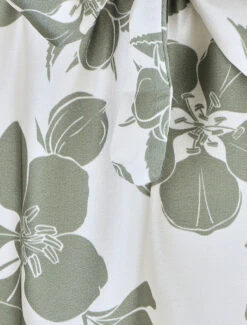 Robe Mi-longue Bi-matière Imprimé Grandes Fleurs - Vert -DADA Vetements Magasin MAX 5412 3