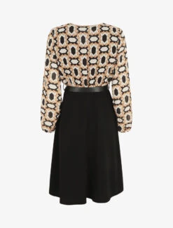 Robe Bi-matière Imprimé Graphique - Noir -DADA Vetements Magasin MAX 5442 2