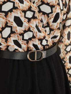 Robe Bi-matière Imprimé Graphique - Noir -DADA Vetements Magasin MAX 5442 3