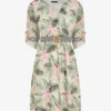Robe Imprimé Tropical à Taille élastiquée - Beige -DADA Vetements Magasin MAX 5449 1