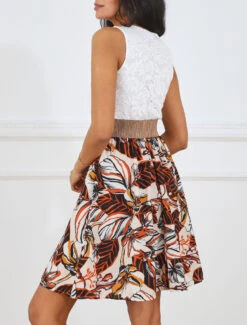 Robe Imprimé Fleuri à Bustier En Dentelle - Beige -DADA Vetements Magasin MAX 5637 6