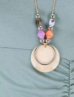 Robe Froncée Unie Manches Courtes - Vert D'eau -DADA Vetements Magasin MAX 5761 3