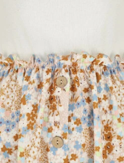 Robe Bi-matière Manches Courtes Imprimé Fleuri - Beige/blanc -DADA Vetements Magasin MAX 5790 3