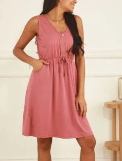 Robe Mi-longue Fluide - Vieux Rose -DADA Vetements Magasin MAX 5823 8