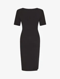 Robe Portefeuille Fendue Manches Courtes - Noir -DADA Vetements Magasin MAX 5836 2