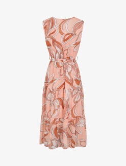 Robe Fleurie évasée Longue Sans Manches - Pêche -DADA Vetements Magasin MAX 5914 2