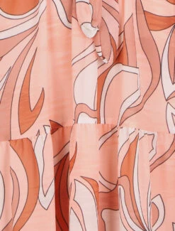 Robe Fleurie évasée Longue Sans Manches - Pêche -DADA Vetements Magasin MAX 5914 3