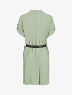 Robe Chemise Effet Plissé à Manches 3/4 - Kaki -DADA Vetements Magasin MAX 5958 2