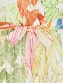 Robe En Voile élastiquée à Imprimé Feuilles - Crème 8 Robe En Voile élastiquée à Imprimé Feuilles - Crème -DADA Vetements Magasin MAX 5995 3