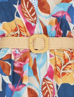 Robe En Voile élastiquée à Imprimé Fantaisie - Bleu 8 Robe En Voile élastiquée à Imprimé Fantaisie - Bleu -DADA Vetements Magasin MAX 6000 3