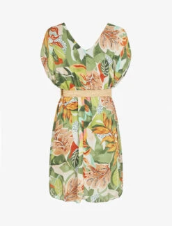 Robe En Voile élastiquée à Imprimé Fantaisie - Vert 7 Robe En Voile élastiquée à Imprimé Fantaisie - Vert -DADA Vetements Magasin MAX 6001 2