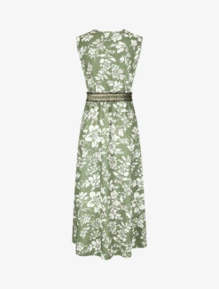 Robe Longue Imprimé Fleuri à Taille élastiquée Irisée - Kaki -DADA Vetements Magasin MAX 6064 2