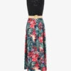 Robe Longue Bicolore Imprimé Fleurs Tropicales - Marine -DADA Vetements Magasin MAX 6197 1