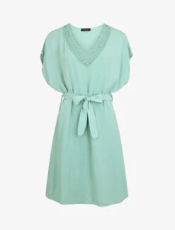 Robe Droite Unie Ceinturée - Vert D'eau