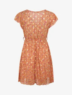 Robe Empire Courte Imprimé Roses Irisées - Orange -DADA Vetements Magasin MAX 972 2