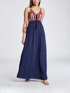 Robe Longue à Buste Crochet - Marine -DADA Vetements Magasin RUBY 1073 8