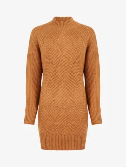 Robe Pull à Col Montant - Camel